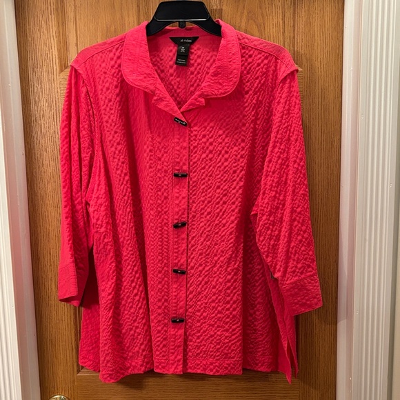 Ali Miles Tops - Ali Miles - Textured Pink Button-Down Shirt